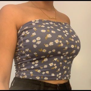 Blue Floral Tube Top